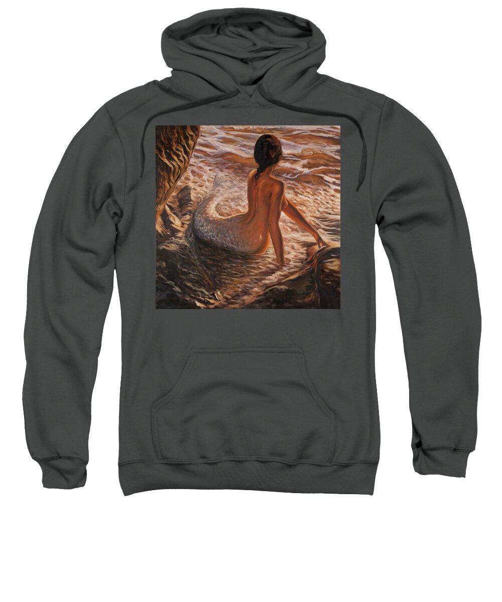 Mermaid Sweatshirt featuring the painting The daughter of the sea by Marco Busoni