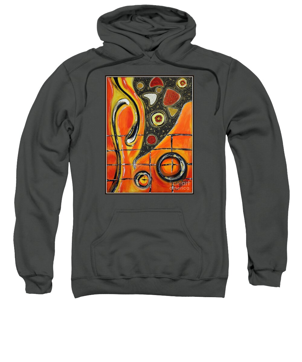 Fire Sweatshirt featuring the painting The Fires of Charged Emotions by Jolanta Anna Karolska