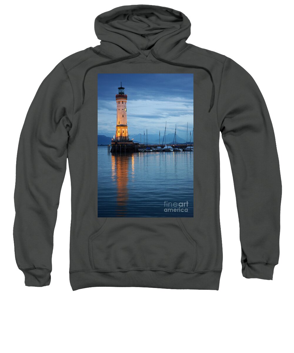 Lindau Sweatshirt featuring the photograph The lighthouse of Lindau by night by Nick Biemans