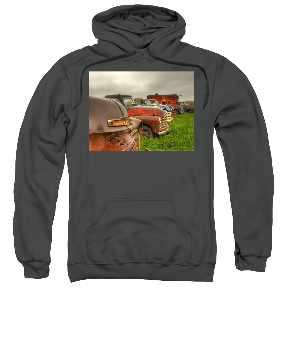 Chevrolet Trucks Sweatshirt featuring the photograph The Line Up 1 by Thomas Young