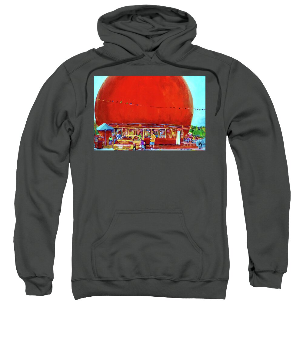 Montreal Sweatshirt featuring the painting The Orange Julep Montreal Summer City Scene by Carole Spandau