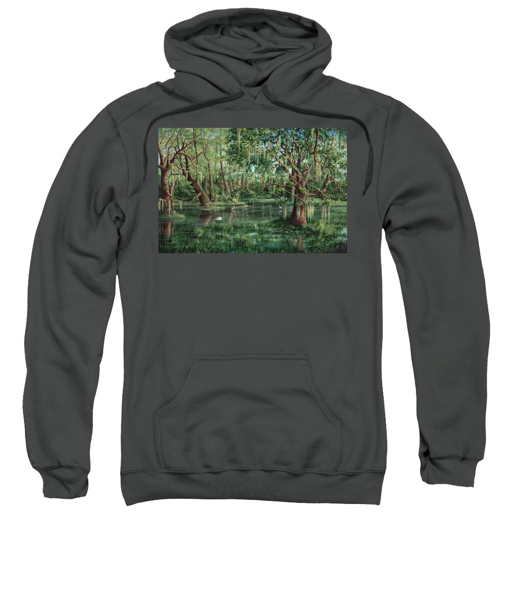 Nature Sweatshirt featuring the painting The Preacher and His Flock by AnnaJo Vahle