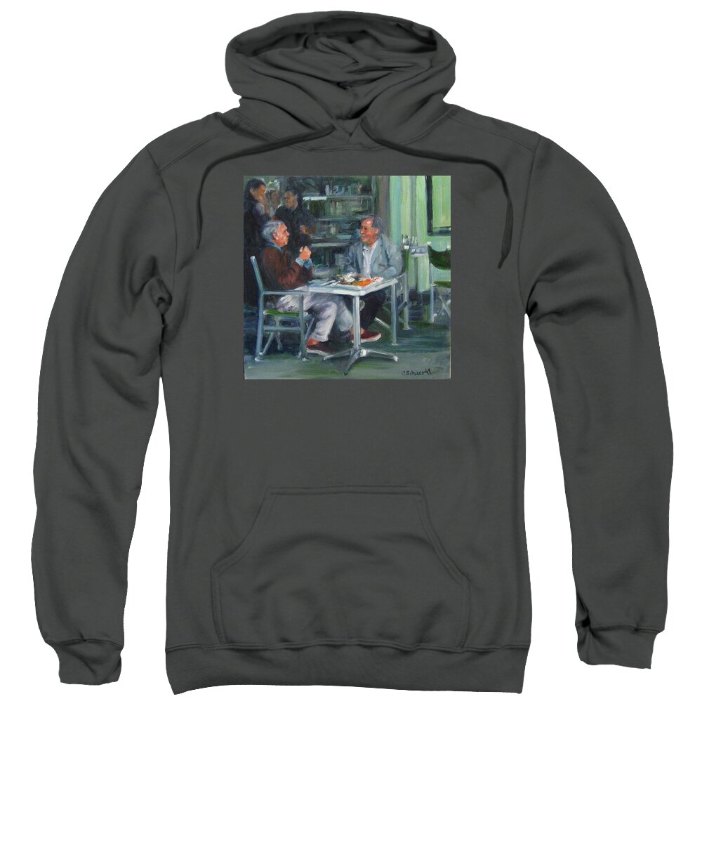Men Sweatshirt featuring the painting The Professors by Connie Schaertl
