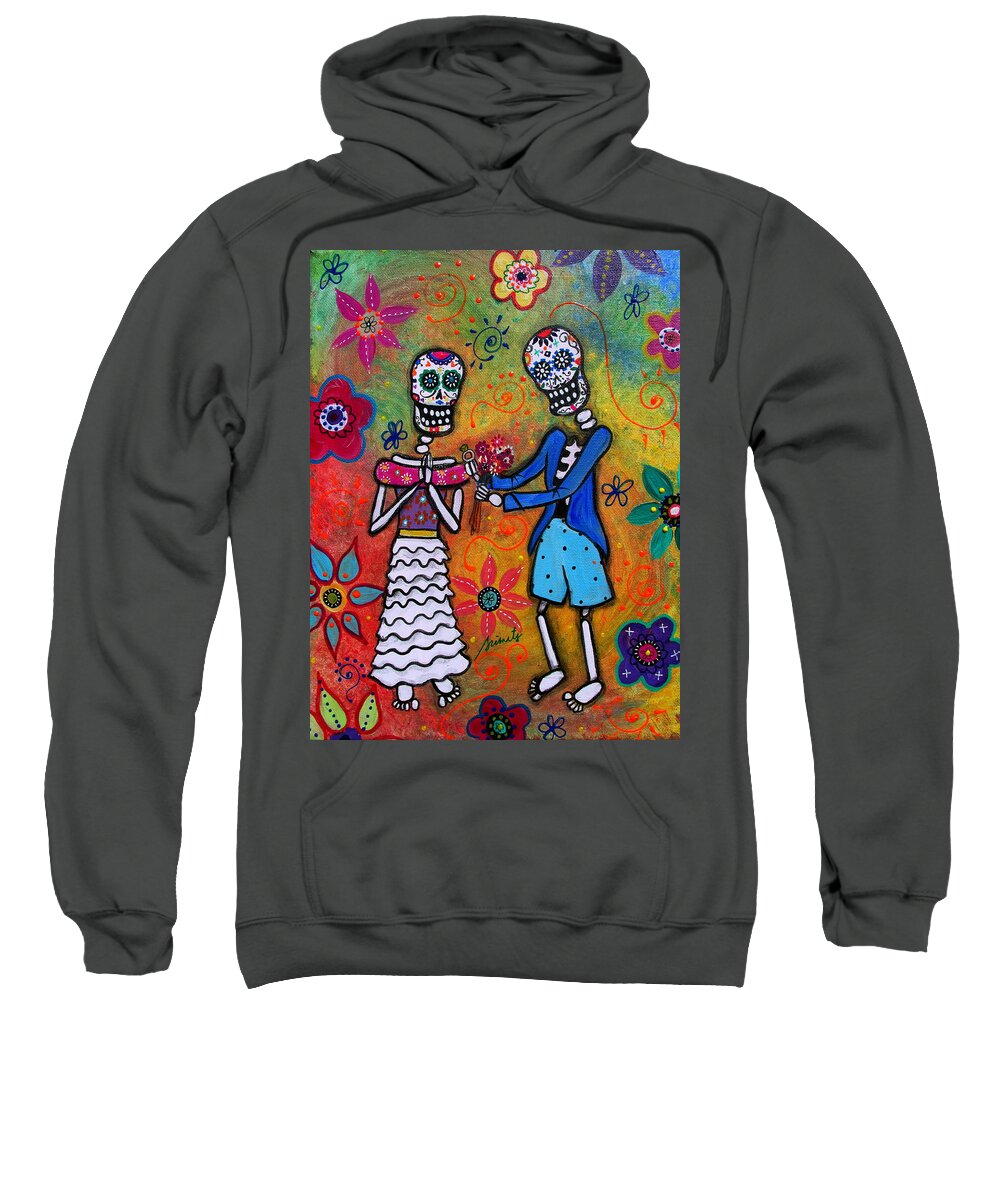 Day Of The Dead Sweatshirt featuring the painting The Proposal Day Of The Dead by Pristine Cartera Turkus