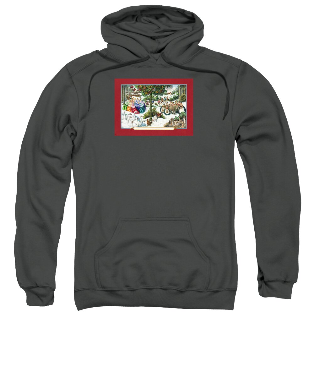 Christmas Sweatshirt featuring the painting The Twelve Days of Christmas by Lynn Bywaters
