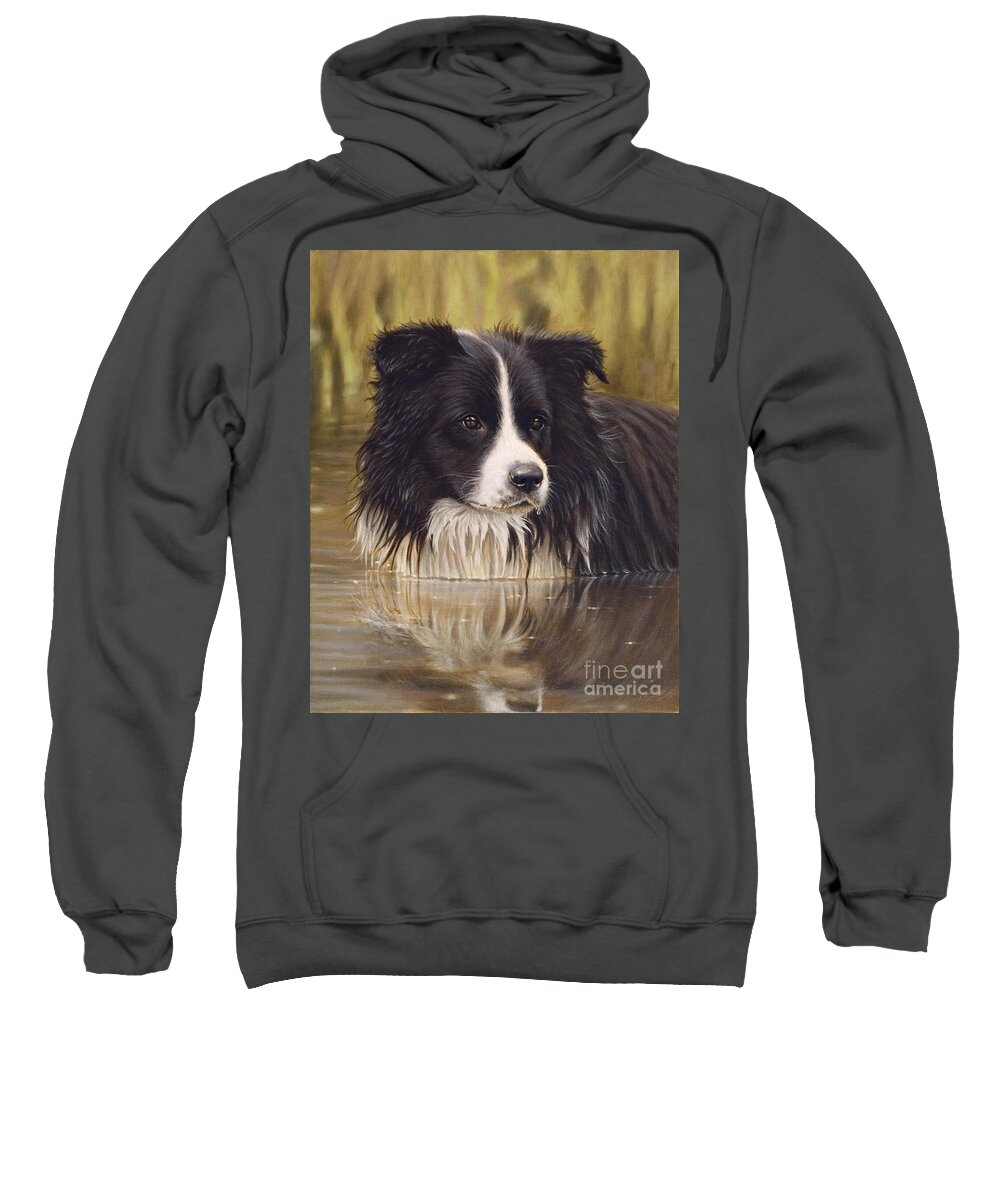 Dog Paintings Sweatshirt featuring the painting The Water Baby by John Silver