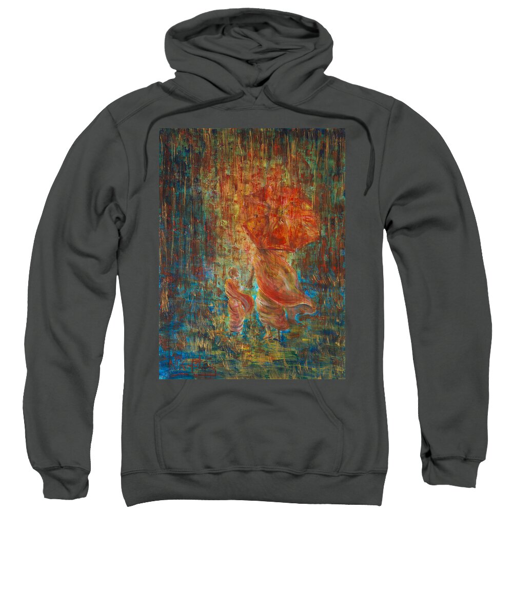 Monks Sweatshirt featuring the painting The Way by Nik Helbig