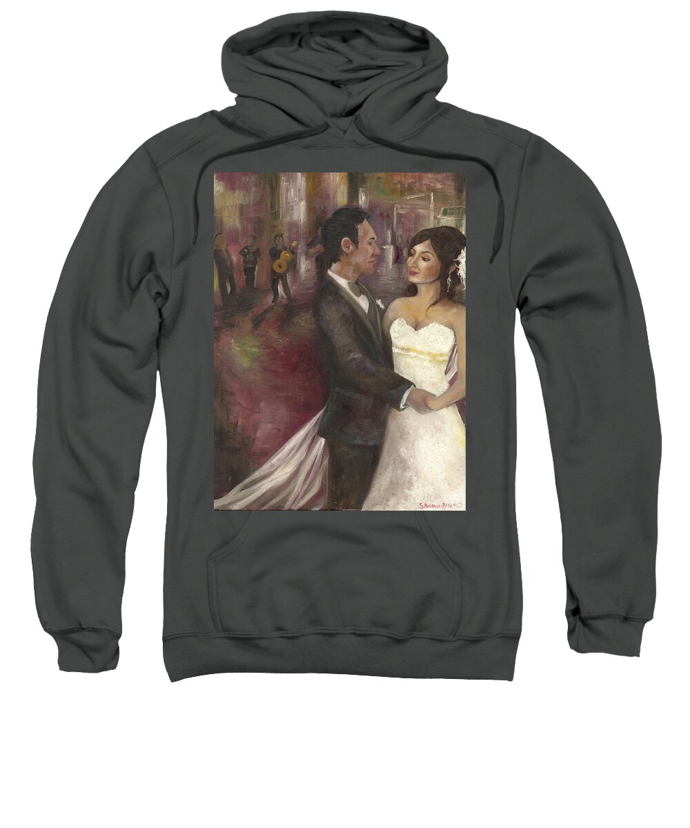 Wedding Sweatshirt featuring the painting The Wedding by Stephanie Broker