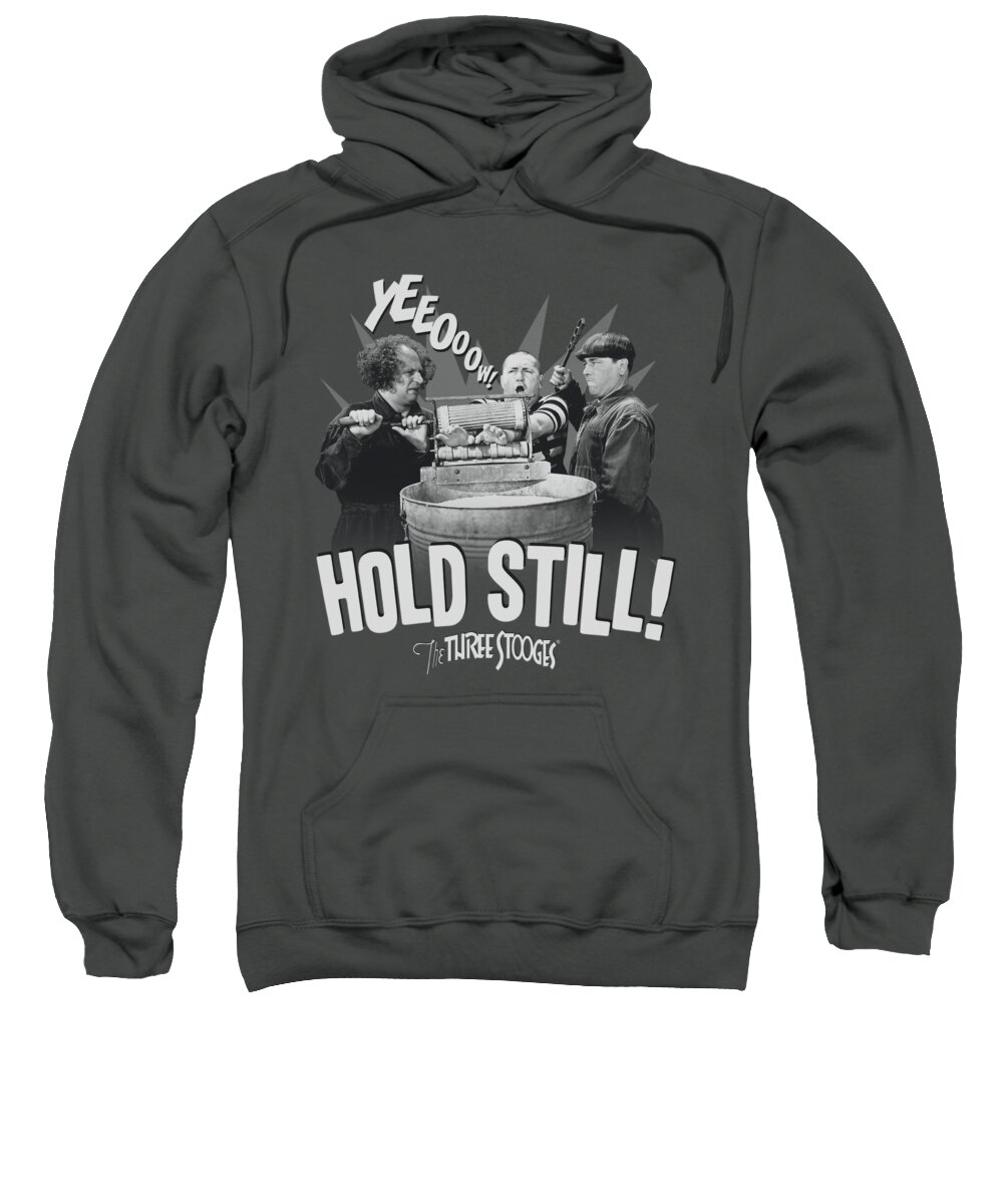 The Three Stooges Sweatshirt featuring the digital art Three Stooges - Hold Still by Brand A
