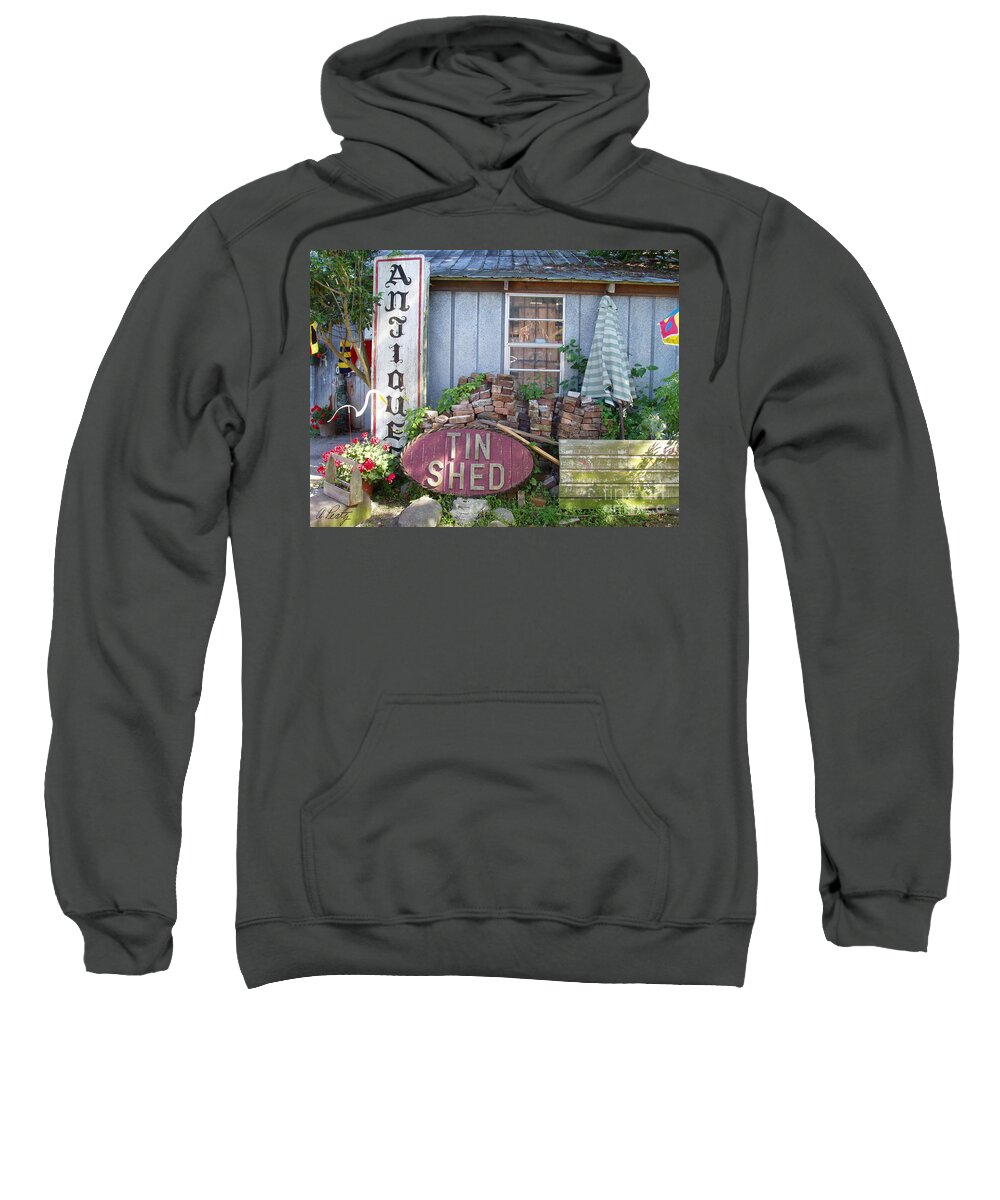 Antiques Sweatshirt featuring the photograph Tin Shed Apalachicola Florida by Audrey Peaty