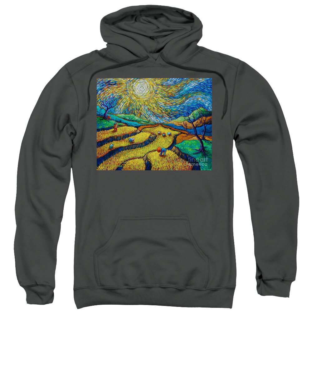 Paul Hilario Sweatshirt featuring the painting Toil Today Dream Tonight diptych painting number 1 after Van Gogh by Paul Hilario