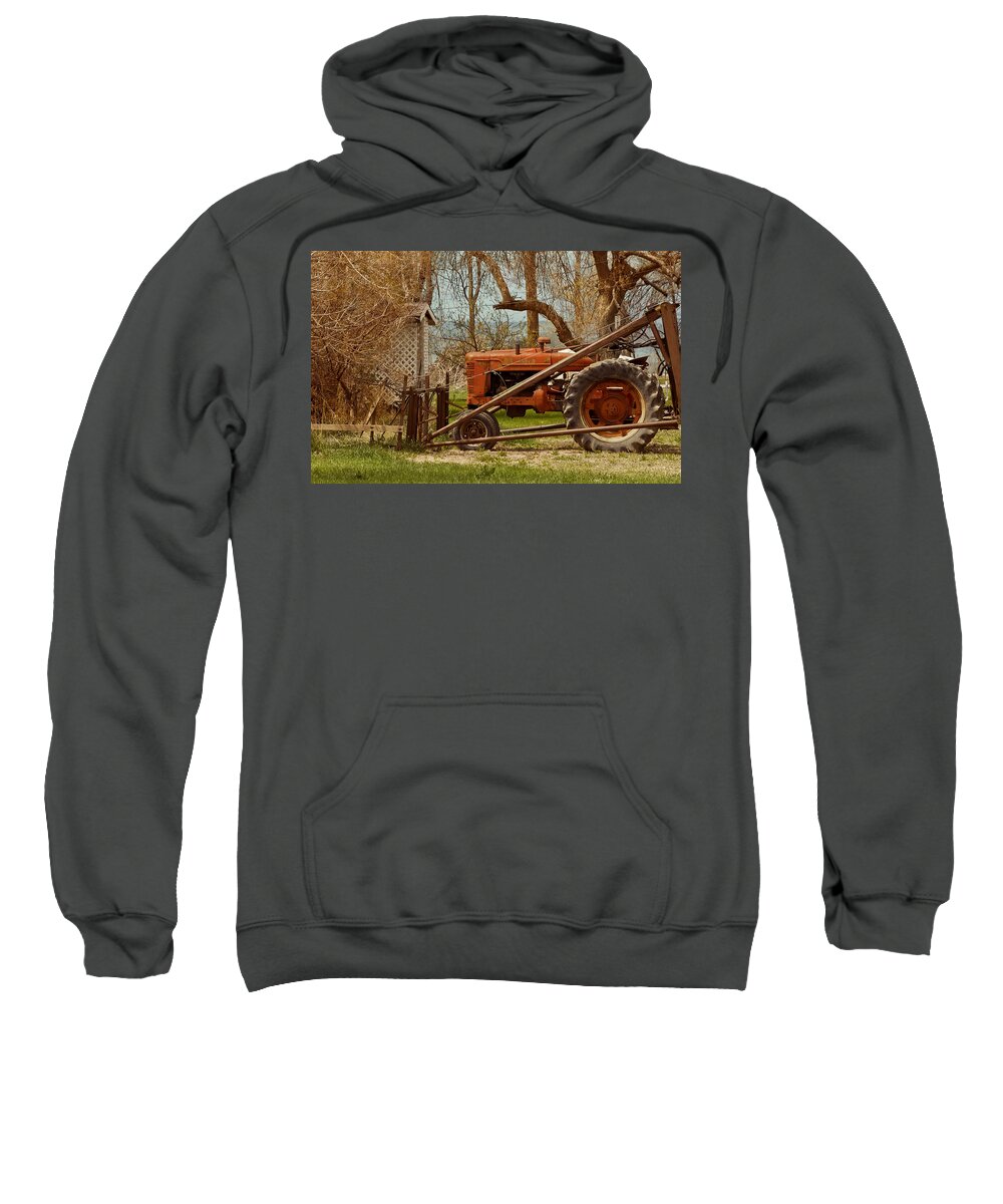 Tractor Sweatshirt featuring the photograph Tractor on US 285 by Bryant Coffey