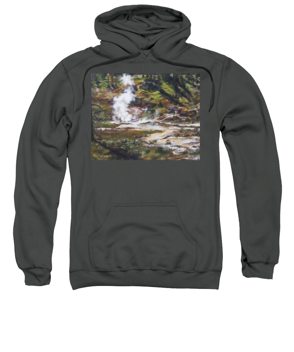 Wyoming Sweatshirt featuring the painting Trail To The Artists Paint Pots - Yellowstone by Lori Brackett