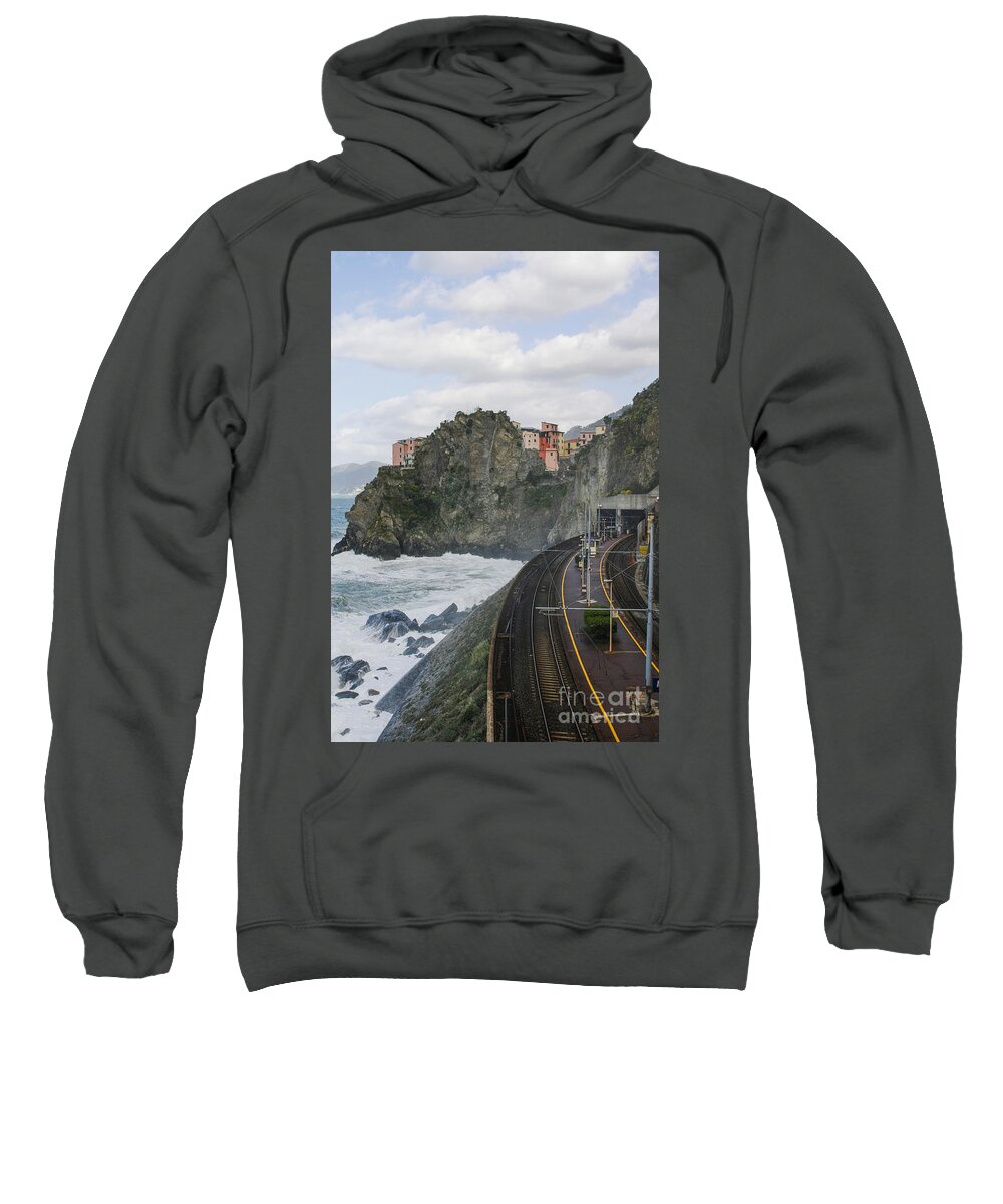 Cinqueterre Sweatshirt featuring the photograph Trainstation in Manarola Italy by Patricia Hofmeester