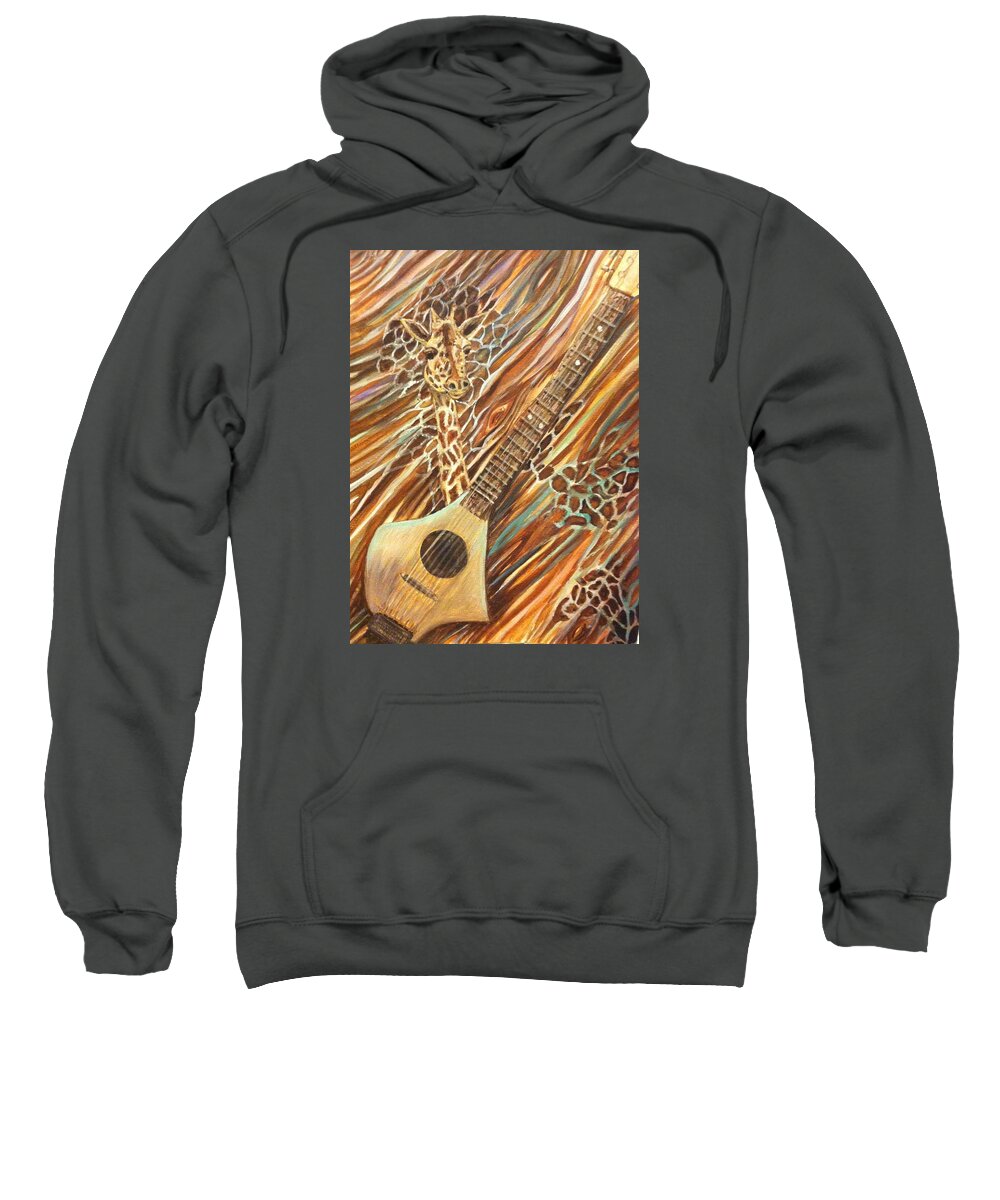Traveling Guitar Sweatshirt featuring the painting Traveling Giraffe by Linda Markwardt