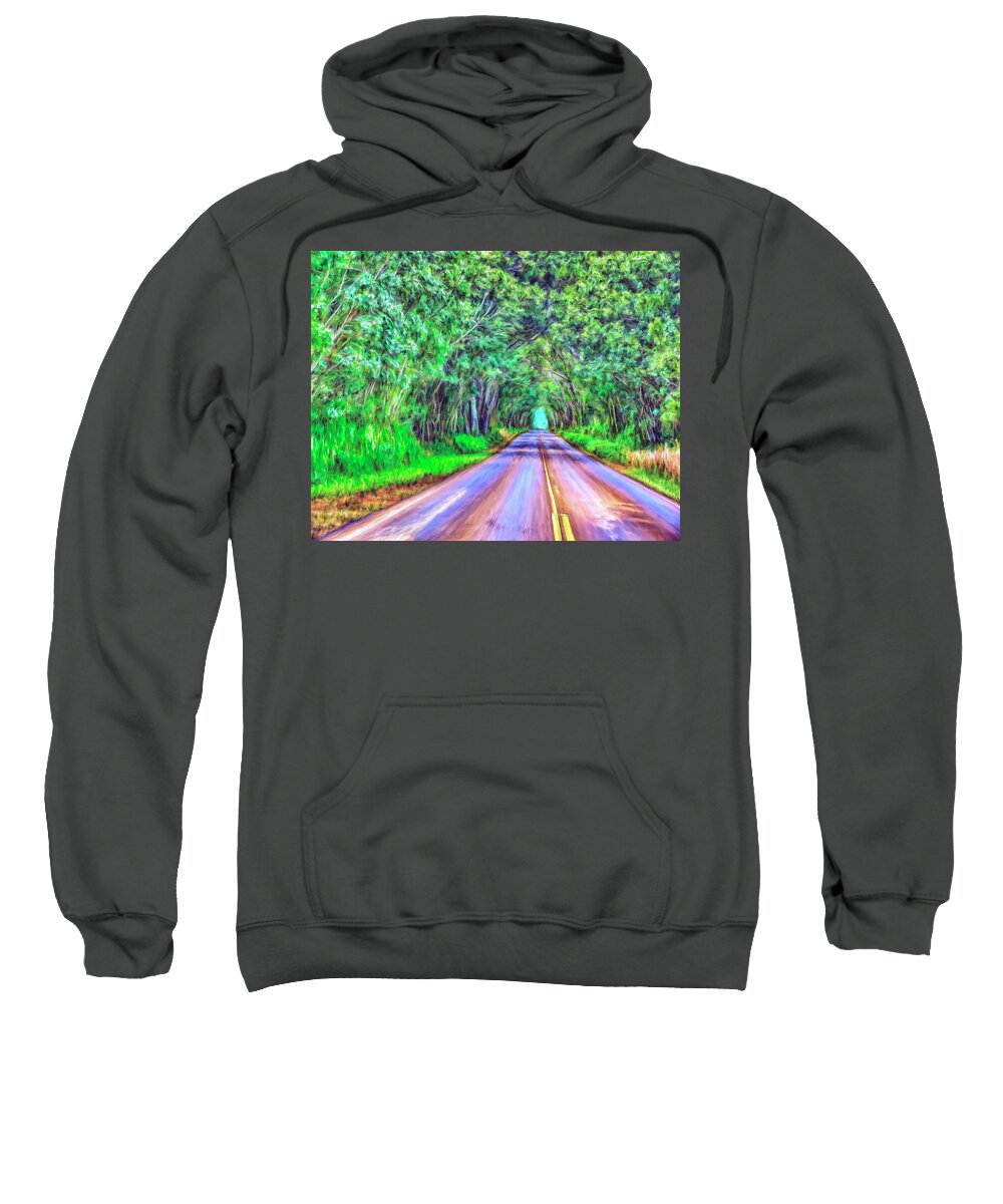Tree Tunnel Sweatshirt featuring the painting Tree Tunnel Kauai by Dominic Piperata