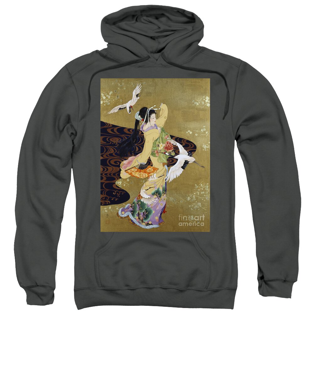 Haruyo Morita Sweatshirt featuring the digital art Tsuru No Mai by MGL Meiklejohn Graphics Licensing