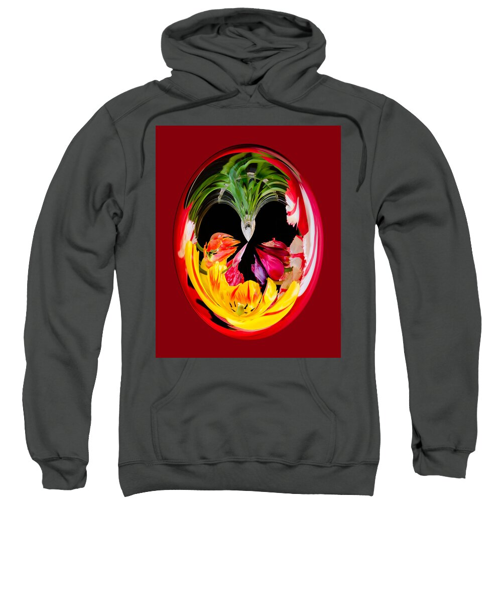 Tulips Sweatshirt featuring the photograph Red Tulip Orb by Georgette Grossman