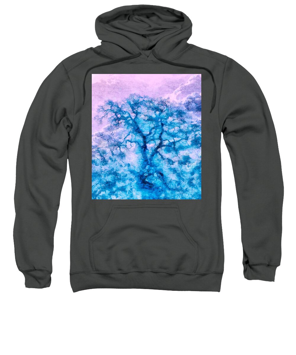 Nature Sweatshirt featuring the digital art Turquoise Oak Tree by Priya Ghose