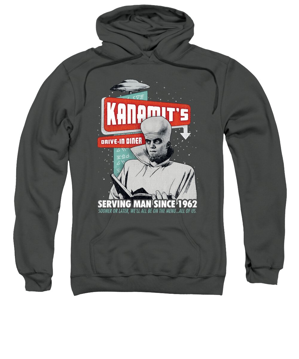 Retro Sweatshirt featuring the digital art Twilight Zone - Kanamits Diner by Brand A