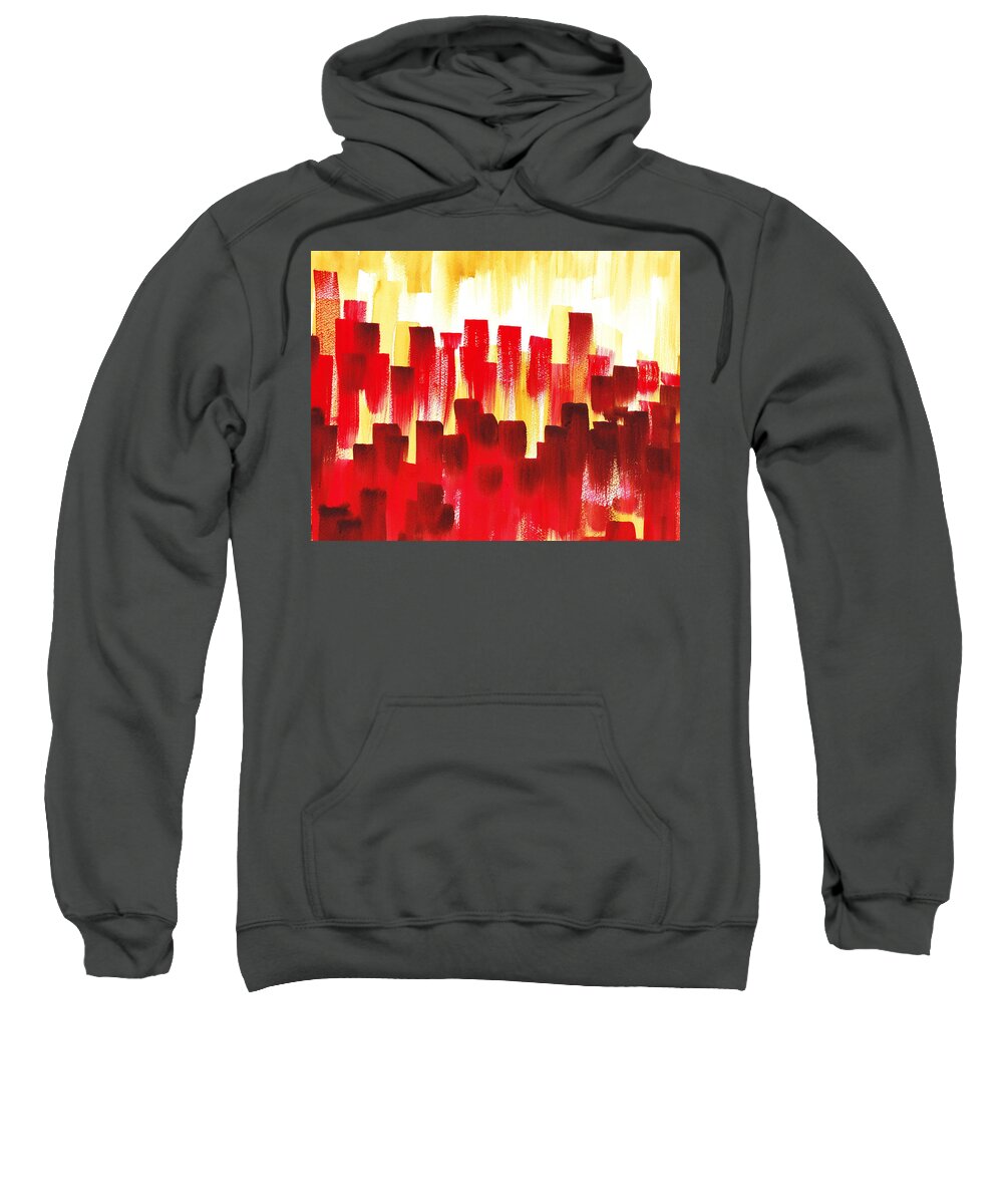 Abstract Sweatshirt featuring the painting Urban Abstract Red City Lights by Irina Sztukowski
