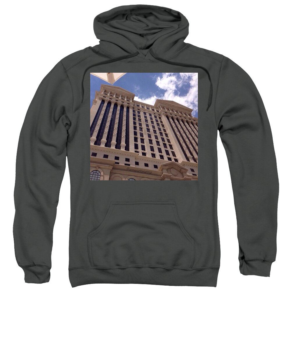 Venuspool Sweatshirt featuring the photograph View Of Caesar's Palace And The Blue by Anna Porter