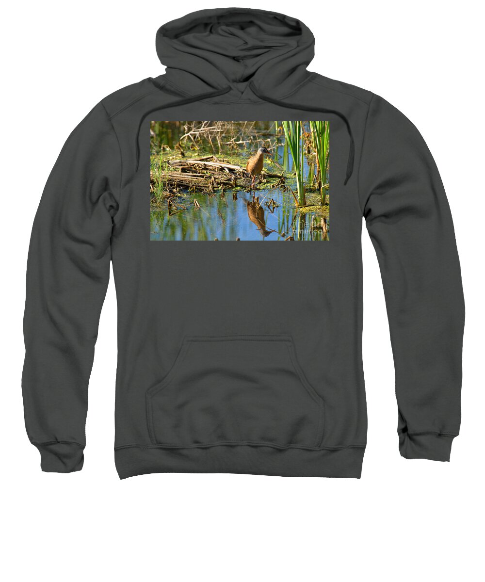 Wetland Bird Sweatshirt featuring the photograph Water Rail Reflection by Jim Garrison