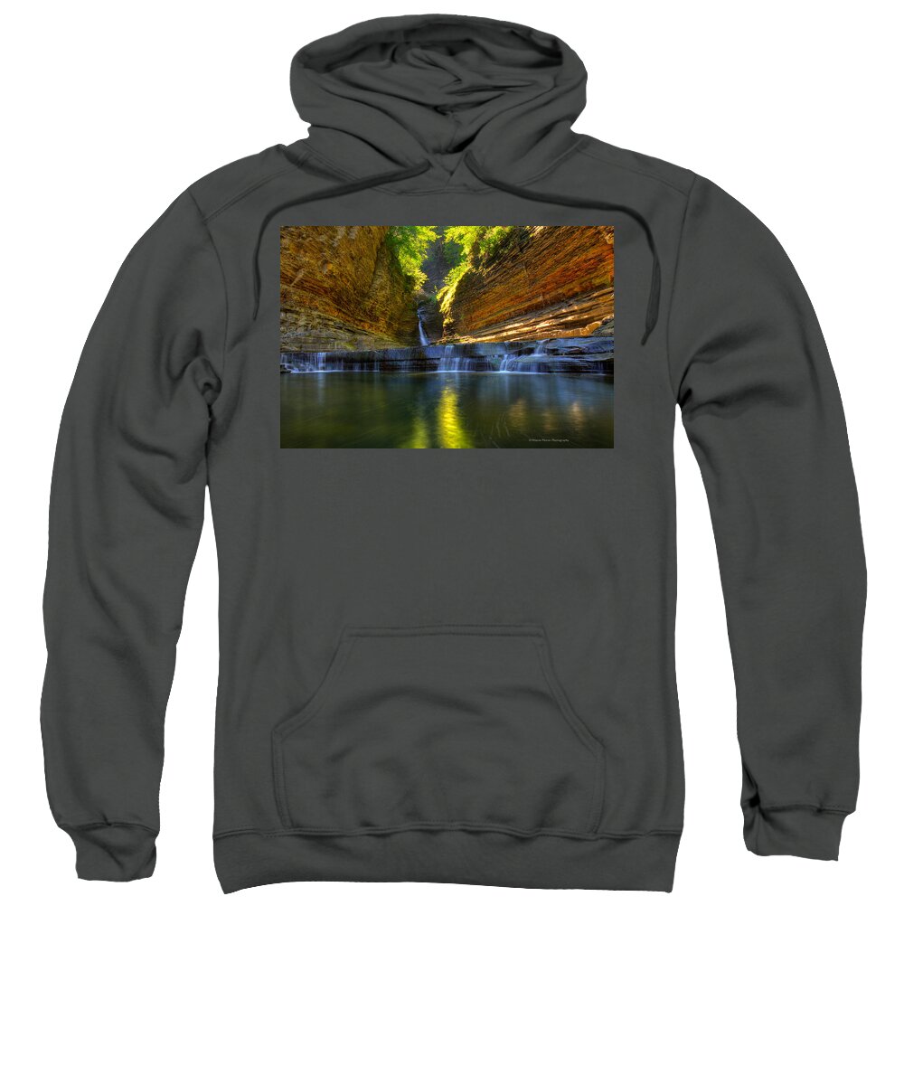 Waterfalls Sweatshirt featuring the photograph Waterfalls at Watkins Glen State Park by Wayne Moran