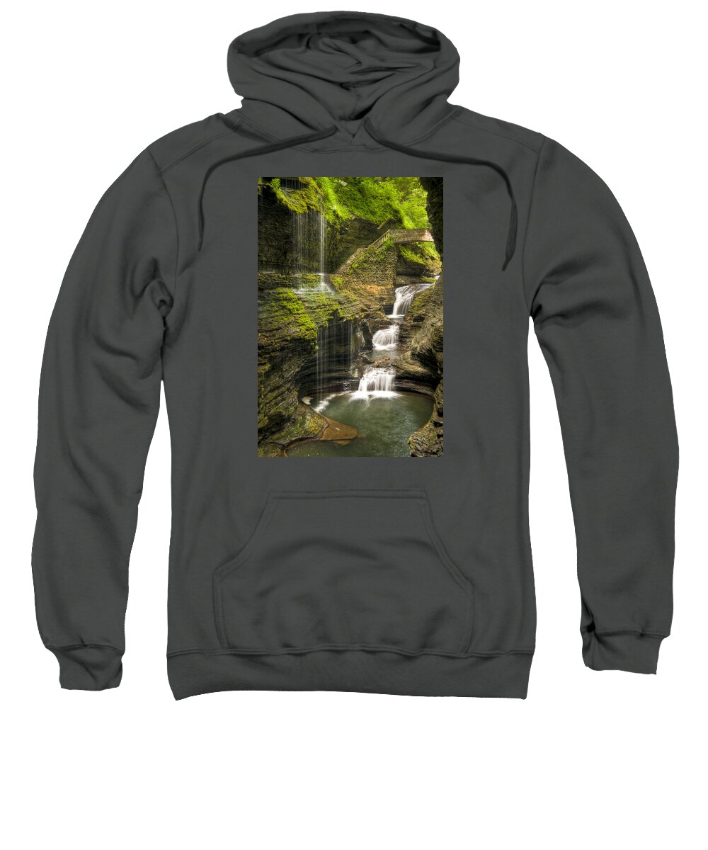 Watkins Glen Sweatshirt featuring the photograph Watkins Glen Rainbow Falls #2 by Anthony Sacco