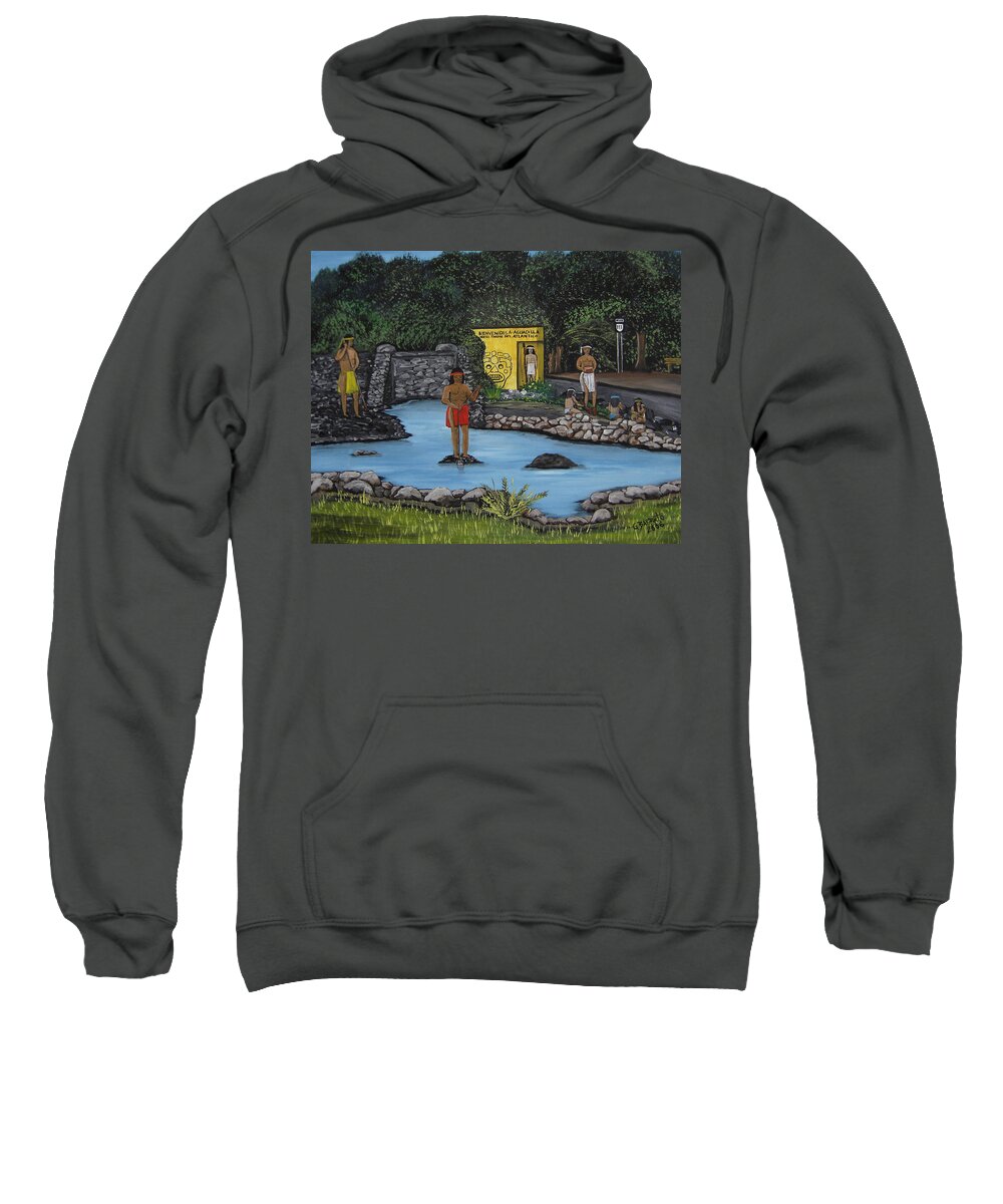 Aguada Sweatshirt featuring the painting Welcome to Aguadilla by Gloria E Barreto-Rodriguez