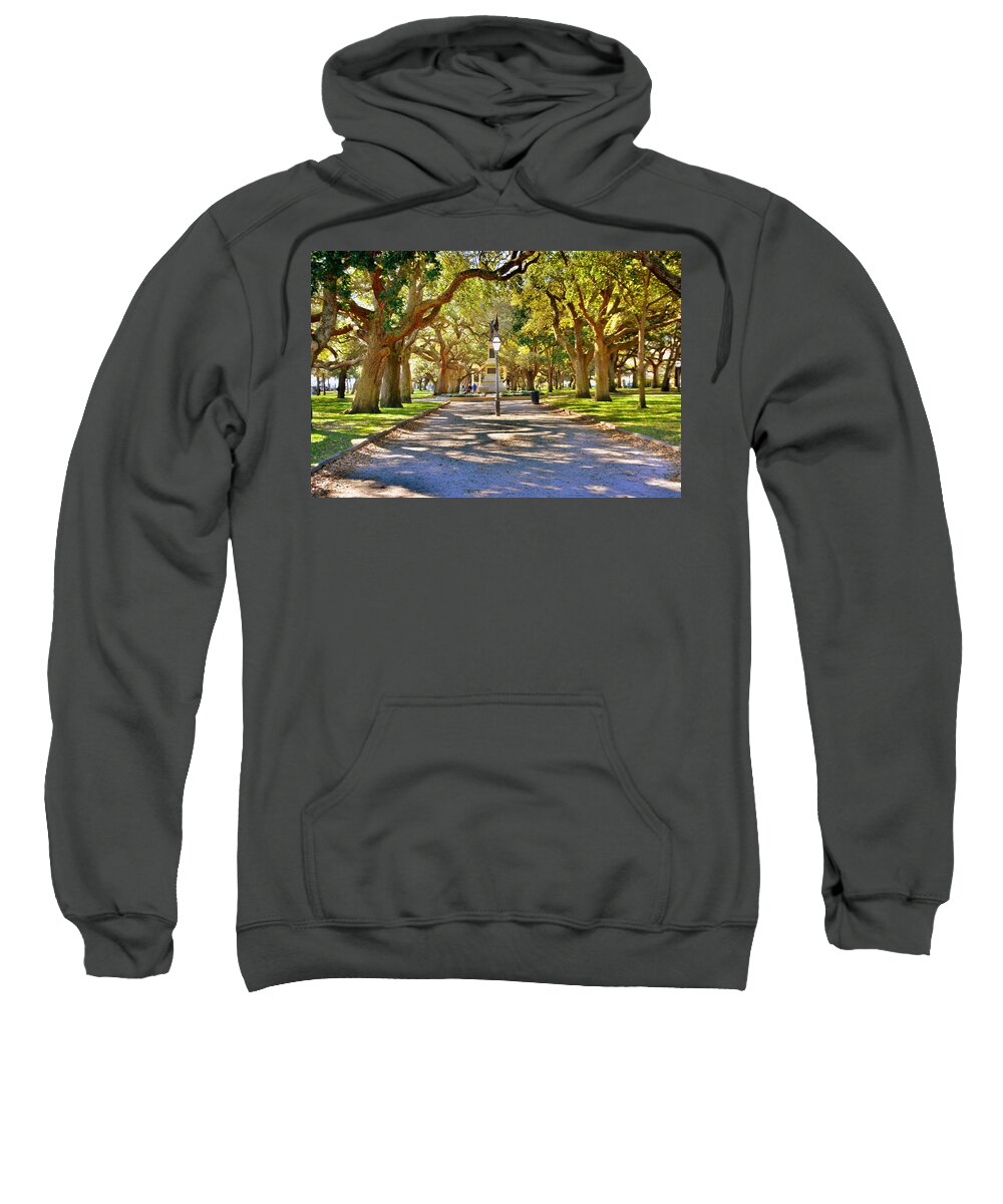 White Point Gardens Sweatshirt featuring the photograph White Point Gardens At Battery Park Charleston SC HDR by Lisa Wooten