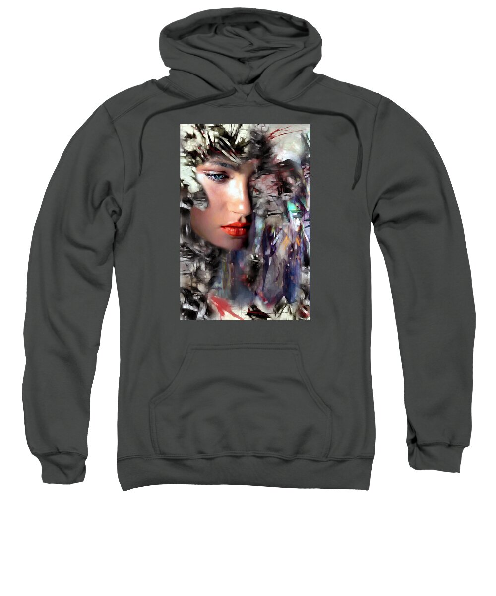 Portraits Sweatshirt featuring the digital art Why Me by Rafael Salazar