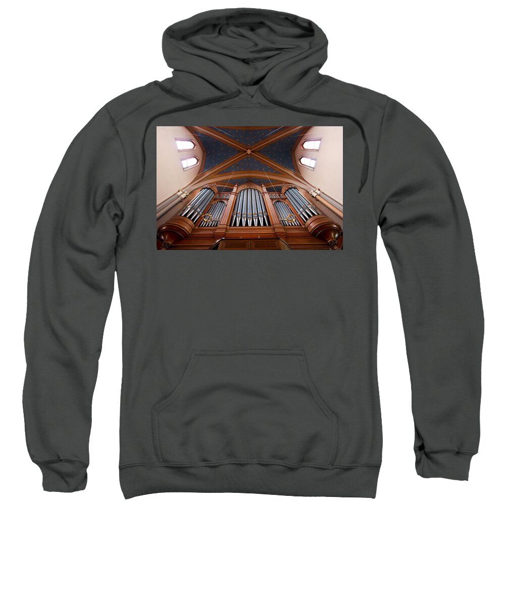 Wiesbaden Sweatshirt featuring the photograph Wiesbaden Marktkirche organ by Jenny Setchell