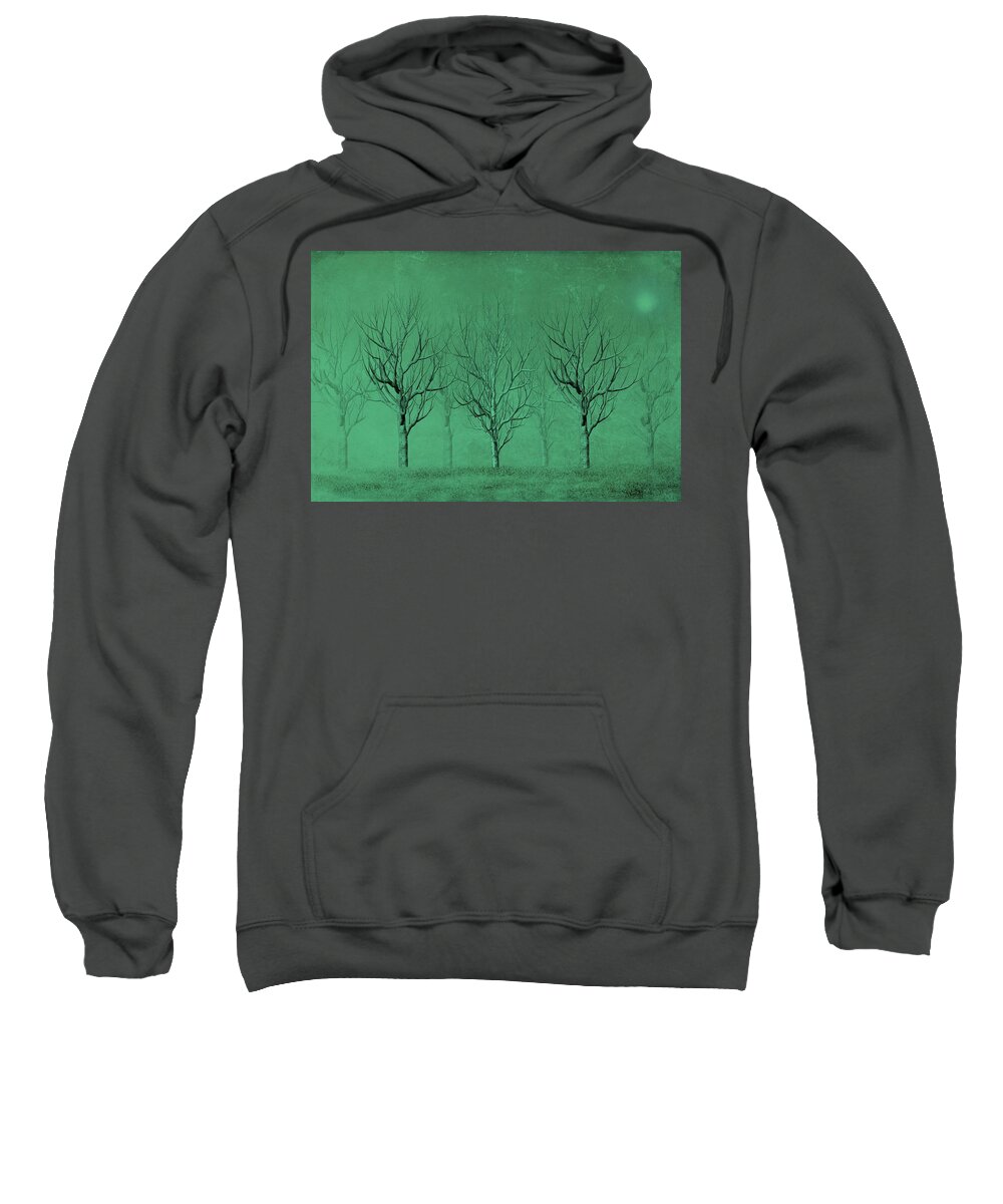 Trees Sweatshirt featuring the digital art Winter Trees in the Mist by David Dehner