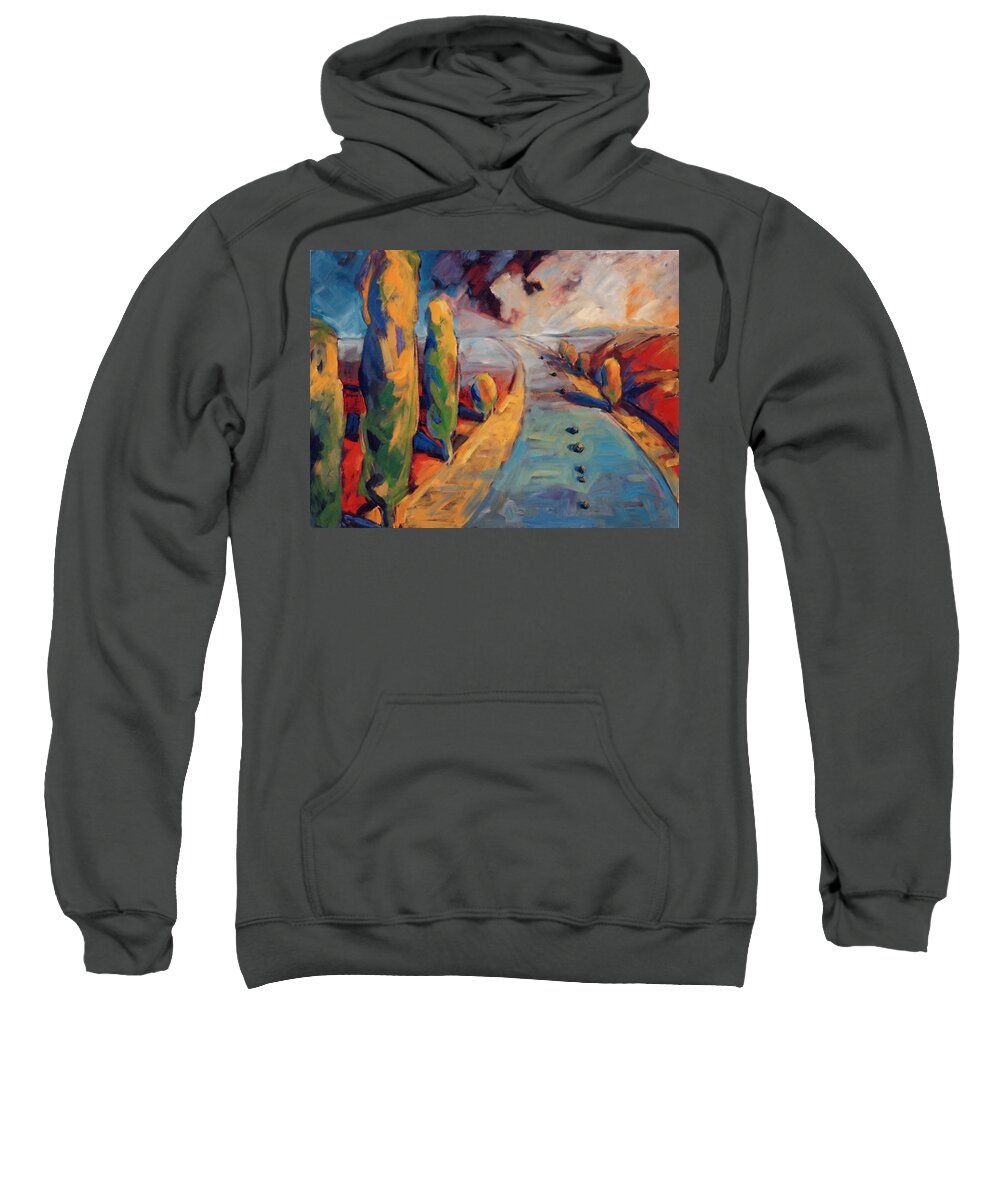 California Sweatshirt featuring the painting Yellow Cypress by Konnie Kim