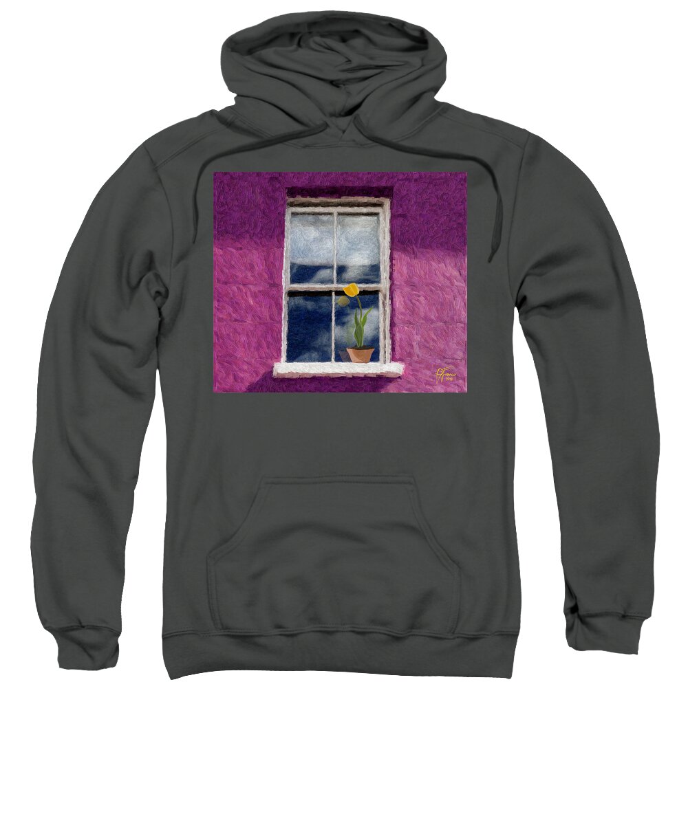 Yellow Tulip Sweatshirt featuring the digital art Under my lover's window by Vincent Franco