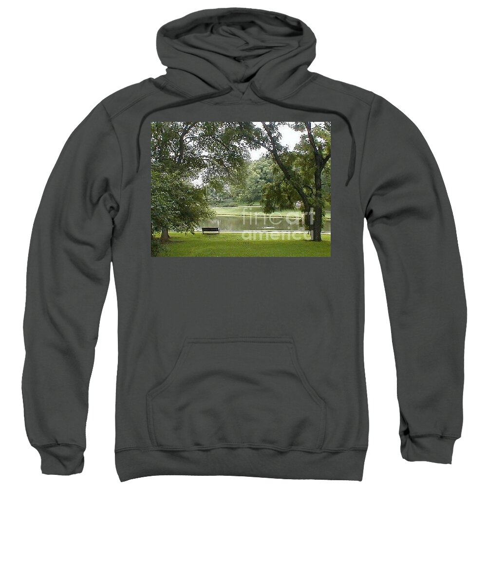 Bench Sweatshirt featuring the photograph A Quiet Place by Vonda Lawson-Rosa