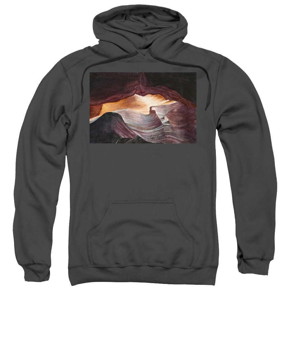 Slot Canyon Sweatshirt featuring the painting Antelope Canyon Watercolor by Frank SantAgata