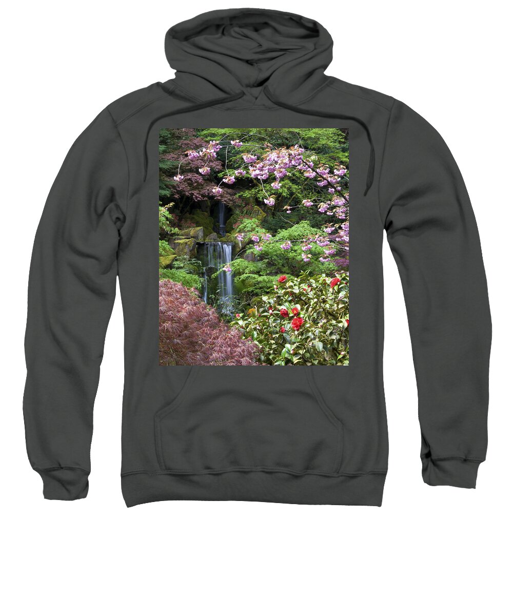 Spring Sweatshirt featuring the photograph Arching Cherry Blossoms by Jean Hildebrant