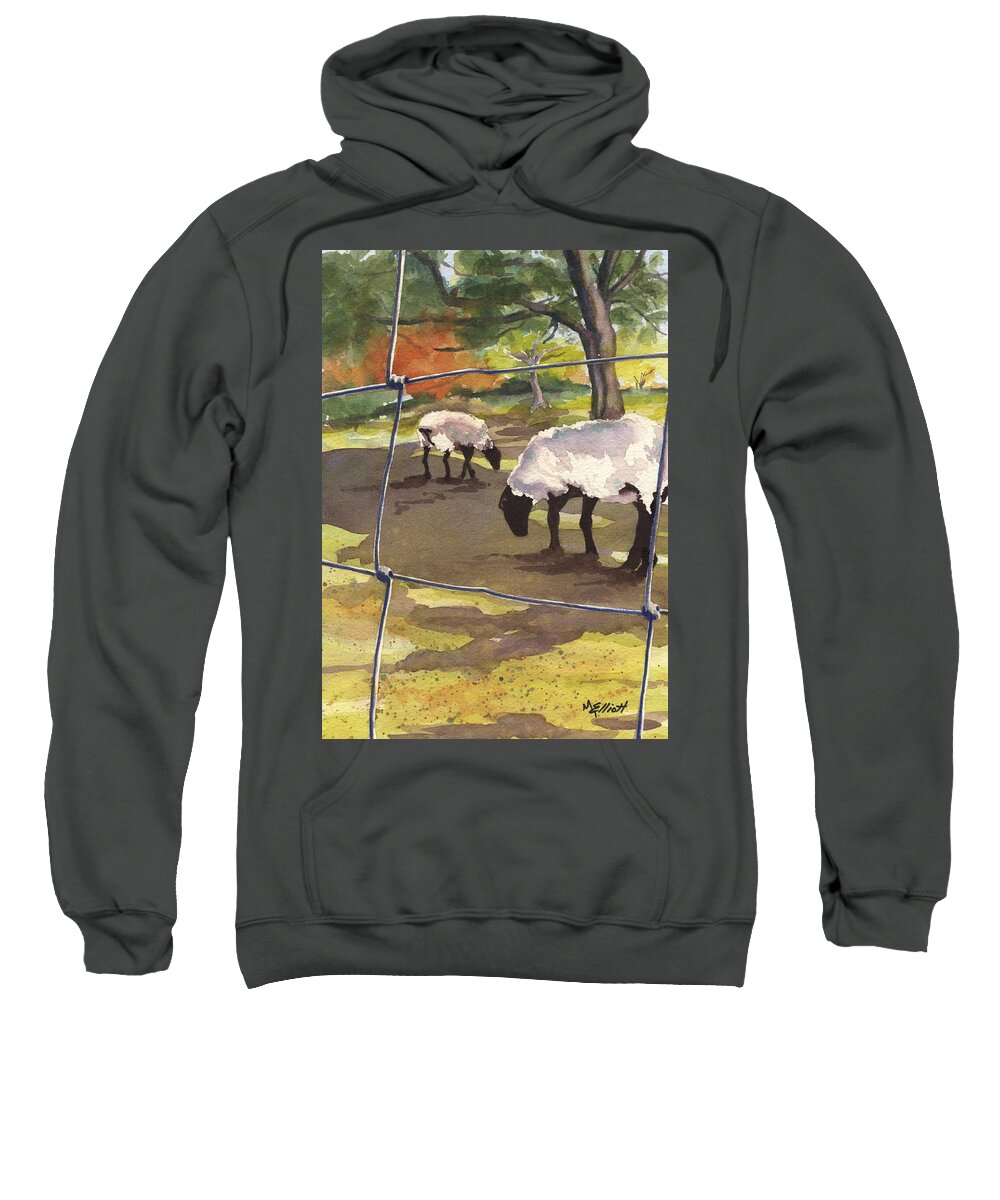 Sheep Sweatshirt featuring the painting Autumn Graze by Marsha Elliott