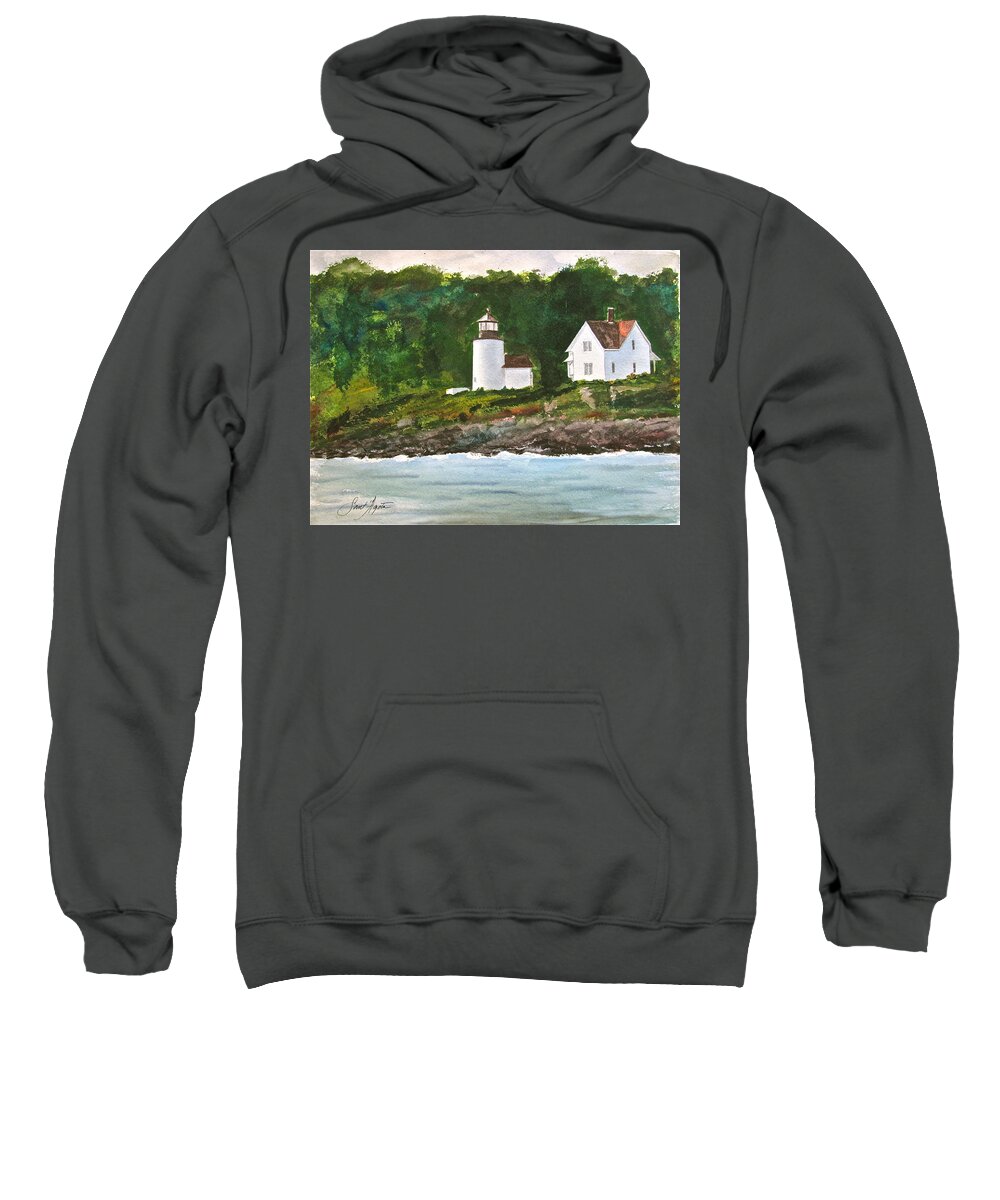Lighthouse Sweatshirt featuring the painting Curtis Island Light by Frank SantAgata