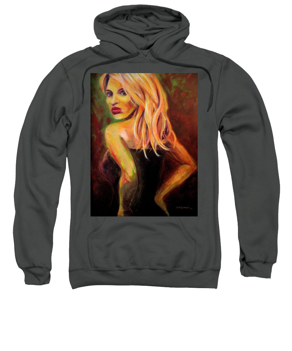 Blonde Sweatshirt featuring the painting Do I know You by Jason Reinhardt