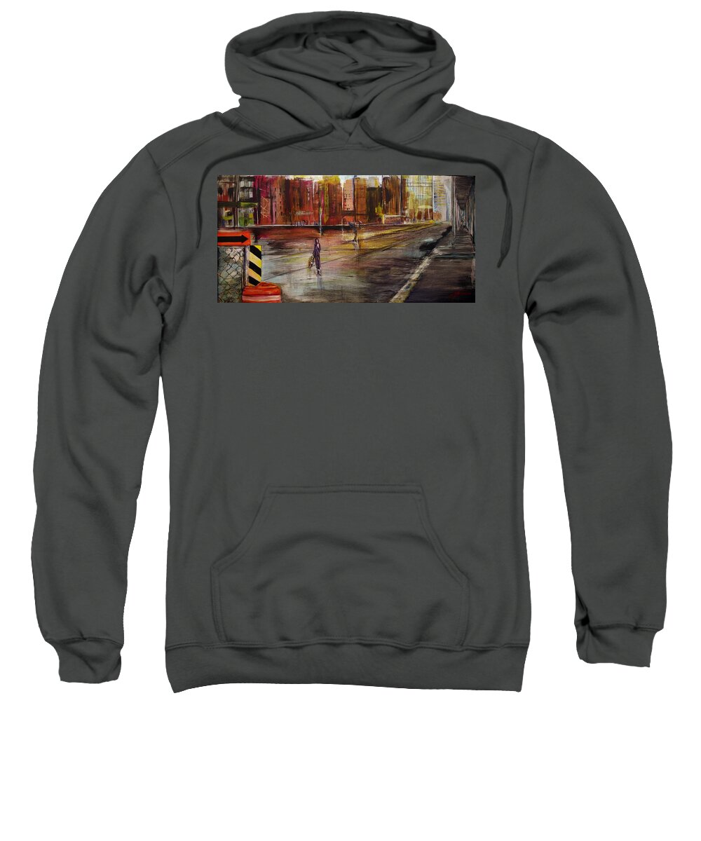 Art Sweatshirt featuring the painting Early Sunday Morning by Jack Diamond