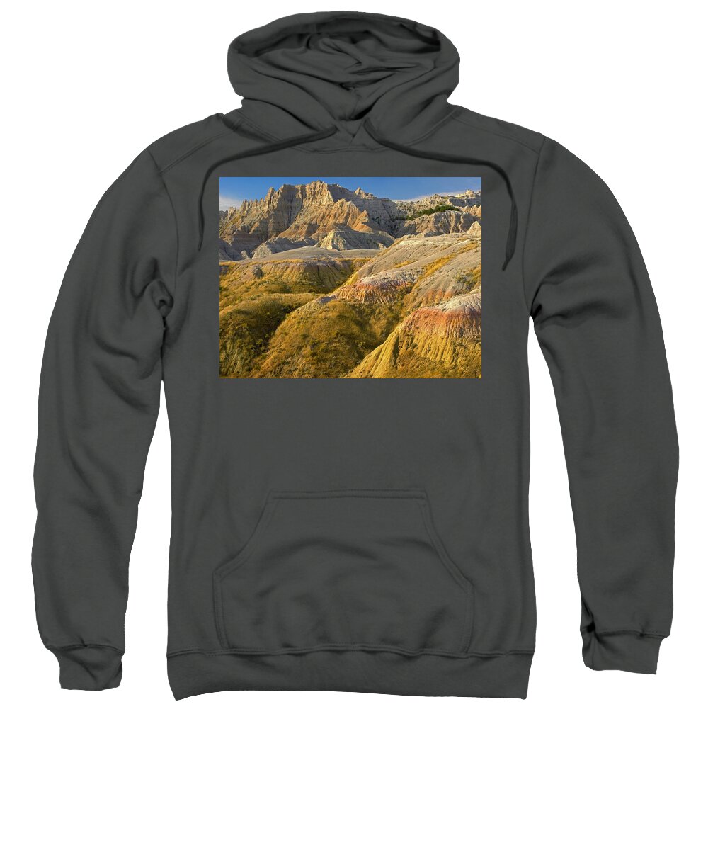 00175634 Sweatshirt featuring the photograph Eroded Buttes Showing Layers by Tim Fitzharris