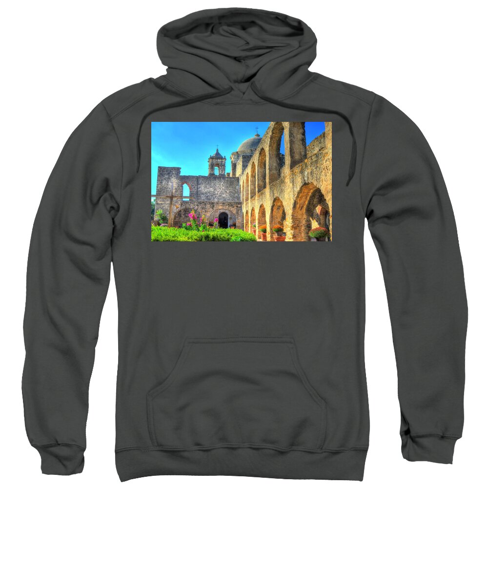 Courtyard Sweatshirt featuring the photograph Mission Courtyard by David Morefield