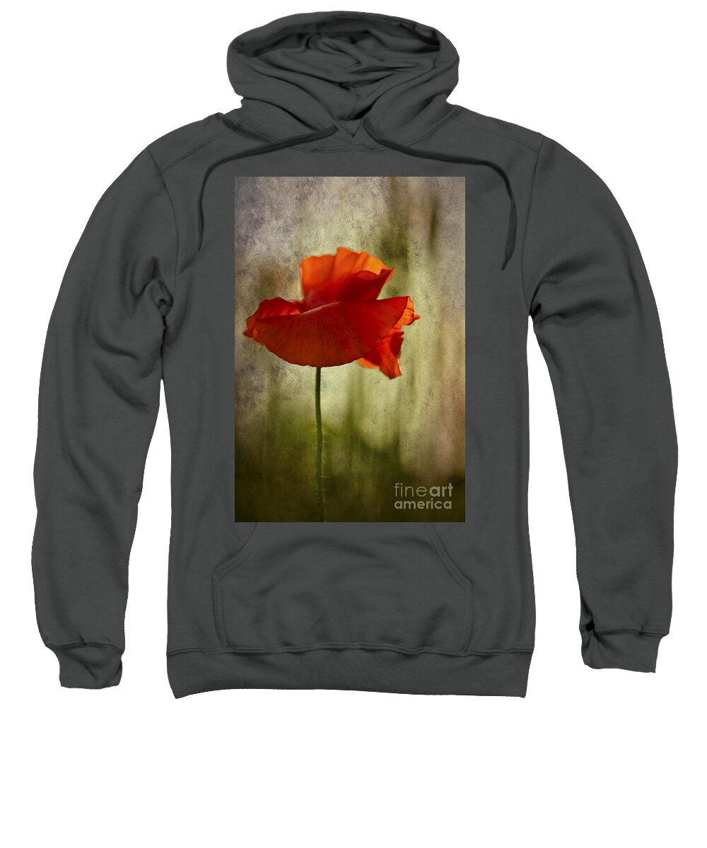 Poppy Sweatshirt featuring the photograph Moody Poppy. by Clare Bambers - Bambers Images