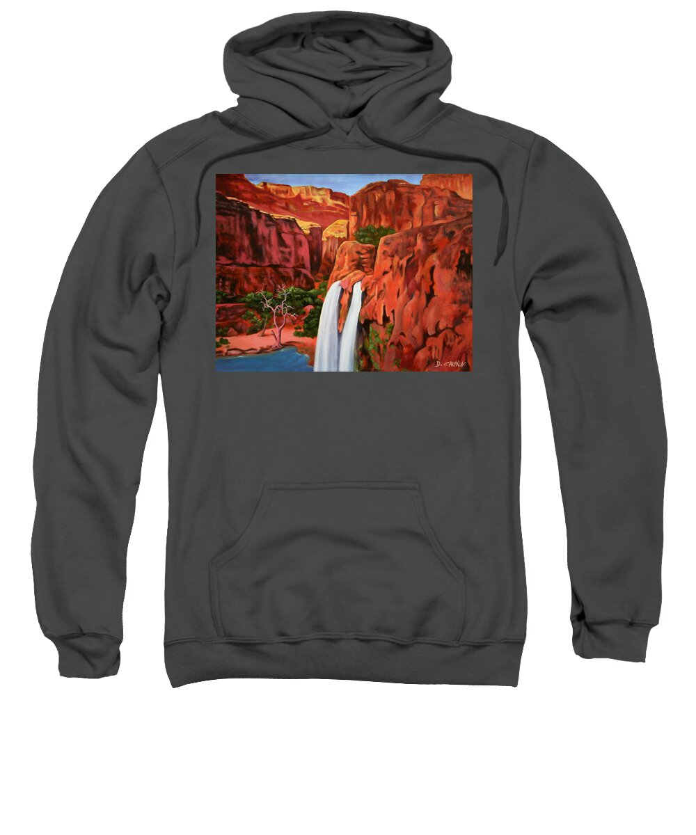 Grand Canyon Sweatshirt featuring the painting Morning in the Canyon by Daniel Carvalho