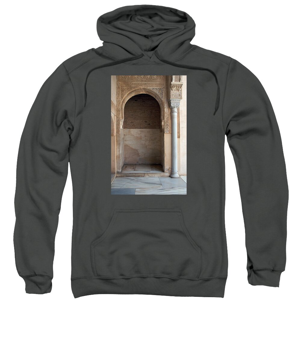 Alhambra Sweatshirt featuring the photograph Ornate Arch and Pillar by David Kleinsasser