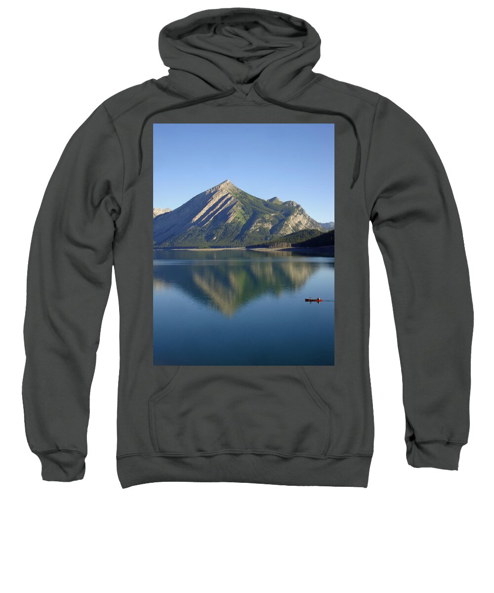 Paddle Sweatshirt featuring the photograph Sunrise Paddle in Peace - Upper Kananaskis Lake, Alberta by Ian McAdie