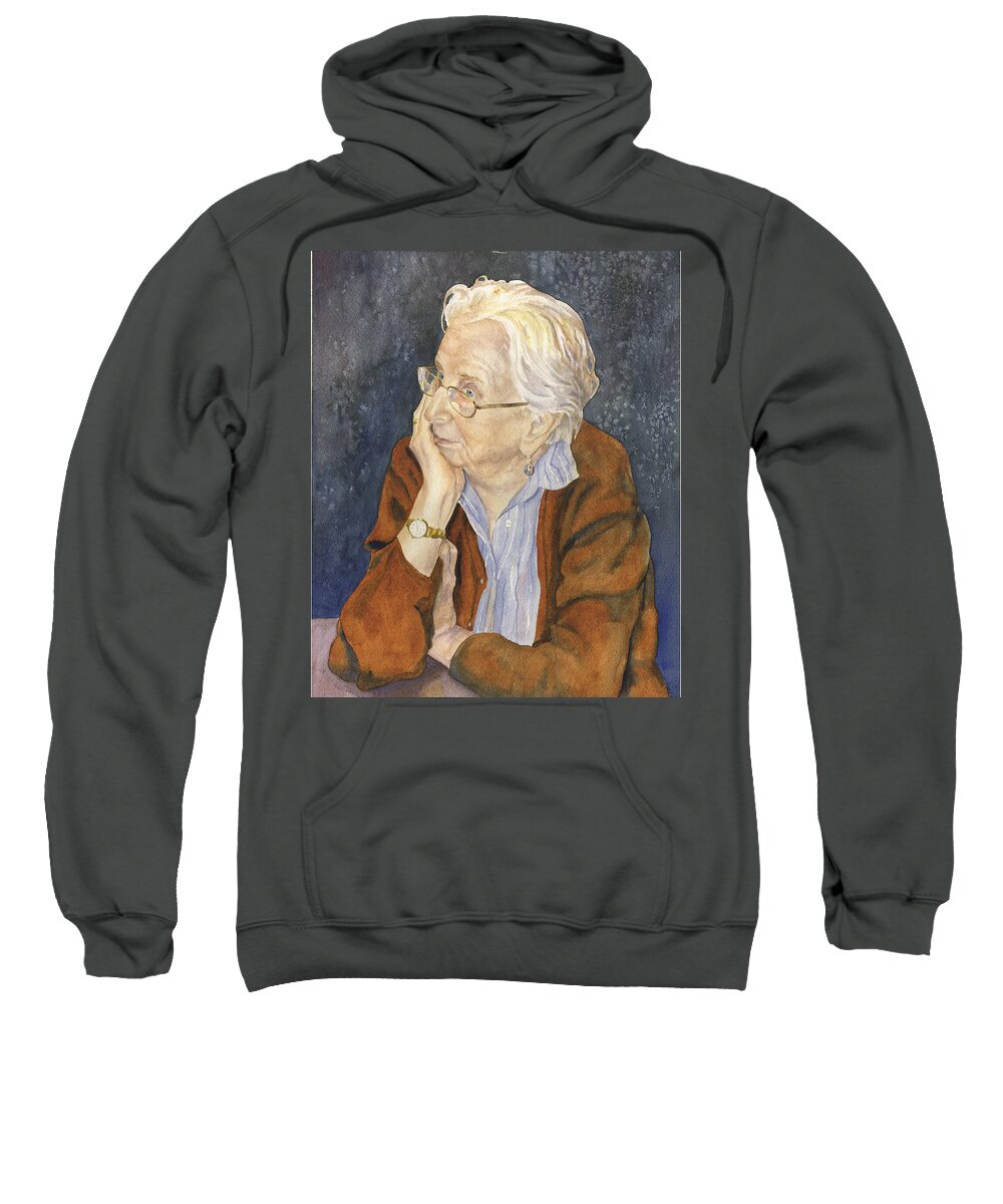 Old Woman Art Sweatshirt featuring the painting Priscilla My Mother by Anne Gifford
